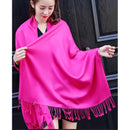 Cachecol Feminino com Franjas em Pashmina Liso