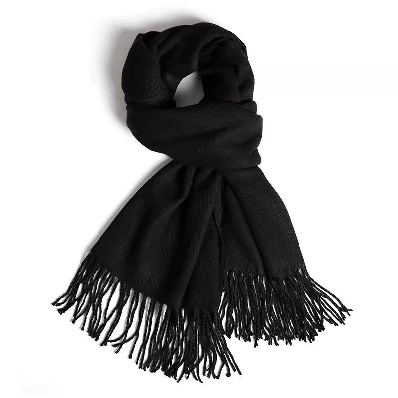 Cachecol Feminino com Franjas em Pashmina Liso
