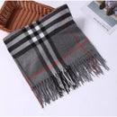 Cachecol Unissex Xadrez Clássico com Franjas para Inverno