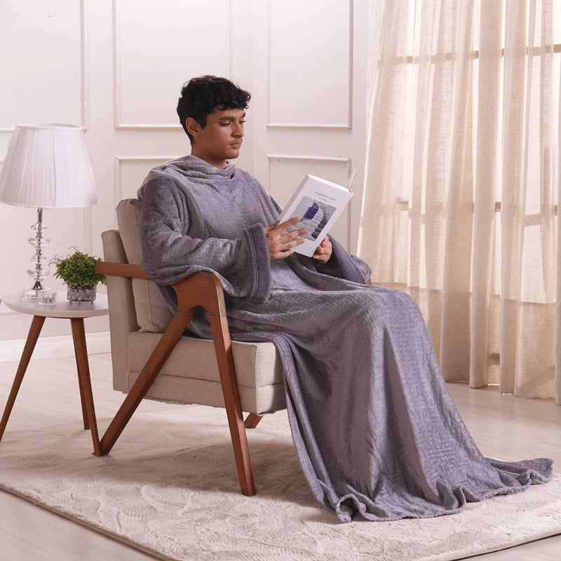 Cobertor Casaco Unissex com Mangas e Capuz para Inverno