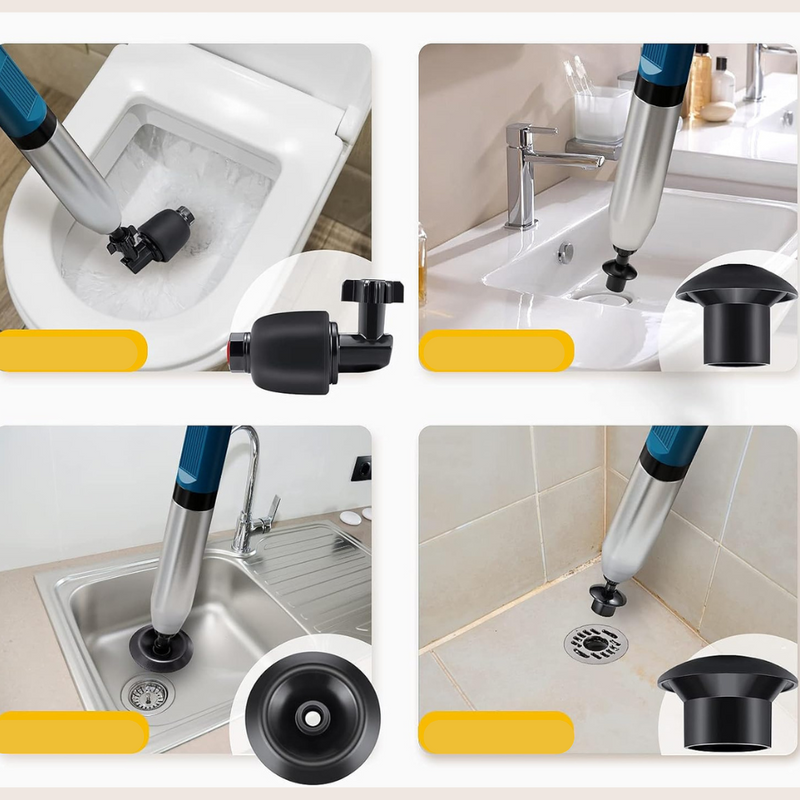 Desentupidor Pneumático de Alta Pressão em Aço Inox – Vaso Sanitário, Pia e Ralos