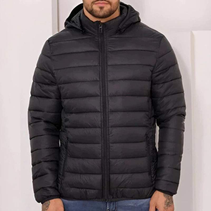 Jaqueta Puffer Masculina de Frio Intenso Impermeável com Capuz Removível