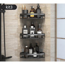 Kit 3 Suportes Organizadores de Shampoo – Prateleira de Banheiro Sem Furo em Alumínio Space Premium