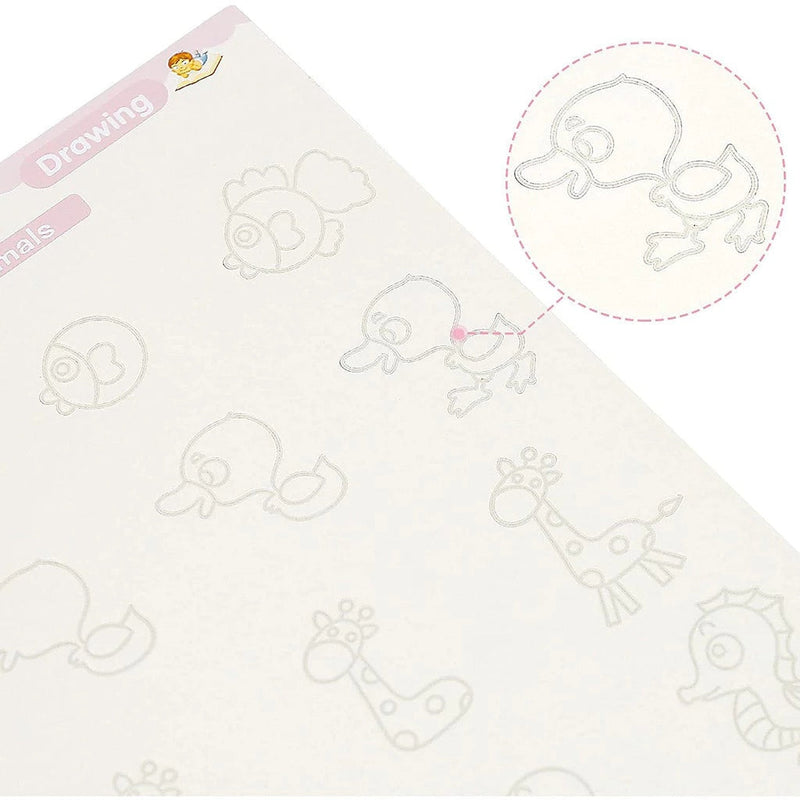 Kit 4 Livros de Escrita Mágica Infantil – Cadernos Reutilizáveis Montessori para Alfabeto, Números, Matemática e Desenho