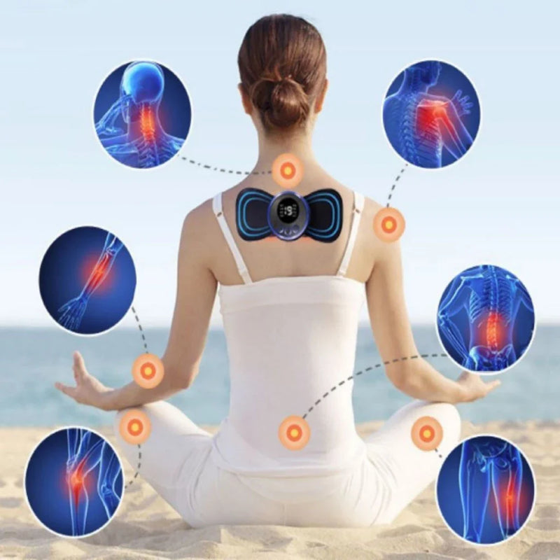 Kit Massageador Elétrico Portátil + Tapete Massageador para Pés e Corpo