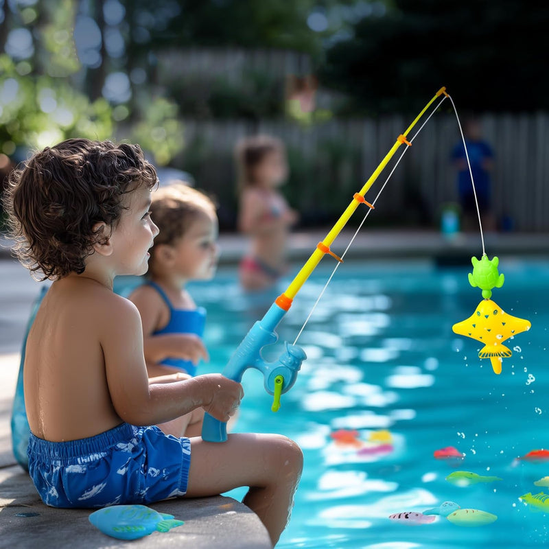 Kit de Brinquedos de Pesca Infantil – Jogo Educativo para Banho e Piscina