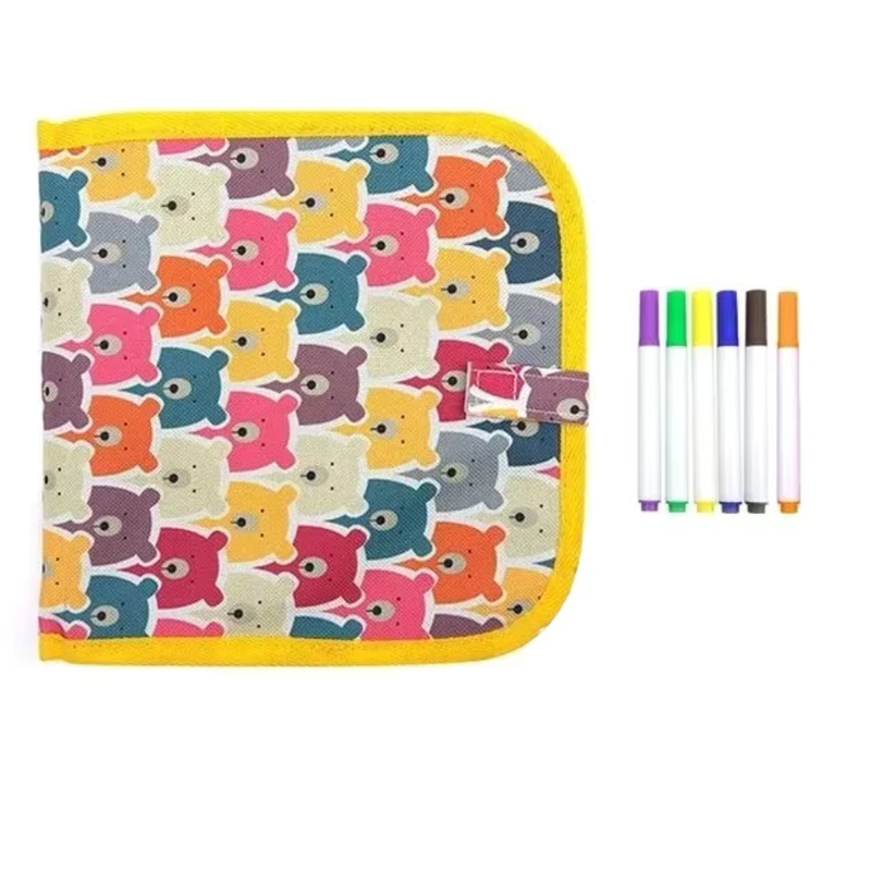 Livro Infantil Apagável com Canetas – 10 Páginas Reutilizáveis para Desenho e Pintura Montessori