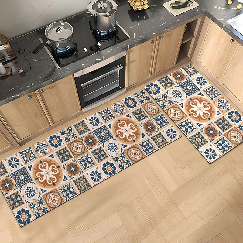Tapete de Cozinha Estilo Azulejo – Antiderrapante, Impermeável e Fácil de Limpar