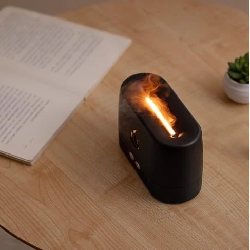 Umidificador de Ar Ultrassônico com Luz LED Chama e Aromaterapia
